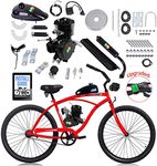 Fayelong 80cc 2-Stroke Upgrade Electric Bike Conversion Kit, DIY Petrol Gas Engine Bicycle Motor Kit Set for 24", 26" and 28" Bikes (Black,with speedometer)