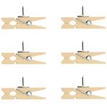 60 PCS Wooden Push Pin Clips for Crafts Photos,Push Pins with Wooden Clips