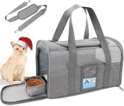 Refrze Pet Carrier Airline Approved, Cat Carriers for Medium Cats Small Cats, Soft Dog Carriers for Small Dogs Medium Dogs, TSA Approved Pet Carrier for Cats Dogs of 15 Lbs, Puppy Carrier,Grey