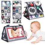 Dcsioike Tummy Time Mirror Baby Toys 0-3-6-12 Months Newborn Toy with High Contrast Black and White Montessori Sensory Book Baby Mirror Toys for Babies Boys Girls Gifts