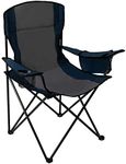 Pacific Pass Quad Camp Chair w/ Built-In Cooler and Cup Holder, Includes Carry Bag - Navy/Gray