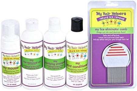 Complete Family Head Lice Removal Treatment Kit | Lice Comb, Foam Mousse, Dimethicone Oil, Shampoo & Essential Oil Conditioner | Naturally Formulated to Remove Eggs in Kids Hair | Treats 2-4 Kids