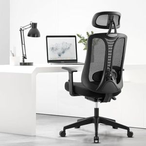 Magic Life Silla de Oficina ergonómica, Silla de Escritorio Ajustable de 4 Engranajes,reposacabezas 3D y cómoda Silla de computadora con reposabrazos (Negro)