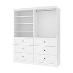 Bestar Versatile Closet Organizer System, 72-inch Platinum Gray Wardrobe and Drawers for Home Storage, Bedroom, Laundry, or Entryway, 72W, White