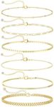 DEARMAY Dainty 14K Gold Chain Bracelet Set for Womens Trendy Waterproof Real Gold Plated Jewelry Fashion Stackable Box Cuban Figaro Herringbone Link Bracelets Pack Stack Gifts for Women