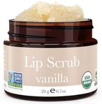 Organic Lip Scrub Vanilla - USA Made Exfoliating Lip Scrub with Natural & Organic Ingredients, Moisturizing Lip Exfoliator Scrub for Dry Lips, Lip Scrubber Exfoliator & Sugar Scrub for Smooth Lips