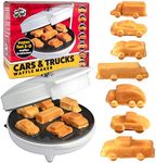 Car Mini Waffle Maker- Make 7 Fun Different Race Cars, Trucks & Automobile Vehicle Shaped Pancakes for Kids, Adults- Electric Waffler Iron, NonStick Pan Cake Baker- Xmas Gift or New Treat for Santa