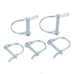 5 Pcs Wire Lock Pin, 10mm x 70mm D Shape Shaft Locking Pin Hitch Pin with Round Arch Safety Coupler Pin for Farm Trailers Lawn Garden