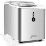 KUMIO Ice Makers Machine Countertop, 12kg/24h, 9 Thick Bullet Ice Ready in 6-9 Mins, Portable Ice Maker with Ice Scoop and Basket, 1.5L Water Tank, Compact Design for Home Kitchen Office Party(Sliver)