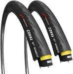 Fincci Racing Bike Tyres 700x25c - Pair Slick Foldable Tires 28 inch 25-622 with 1mm Nylon Protection 60 TPI - Pack of 2 for Folding, Race, Hybrid, Gravel, Carrera, Road and Touring Bicycles