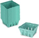 MT Products Green Berry Baskets 1 Pint - Molded Pulp Fiber Vented Produce Basket for Packaging Fruits and Veggies (Pack of 15) - Made in the USA
