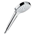 hansgrohe Croma Select E - shower head, hand shower square (110 x 110 mm) with 3 sprays, with anti-limescale function, white/chrome, 26812400