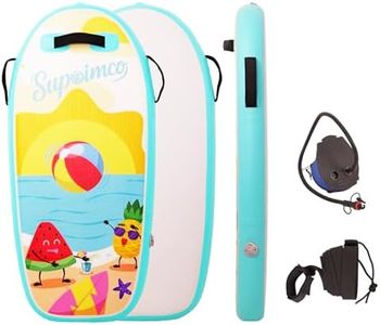 SUPEIMCO Inflatable Boogie Board, Bodyboard - Lightweight PVC Core Boogie Boards for Beach & Pool, Foldable with Wrist Straps, Ideal Surfing Gear for Teens and Adults (Sunny Beach Blue, 43")