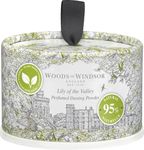 Woods of Windsor Lily of the Valley Dusting Powder with Body Puff Floral Talc Alternative Body Powder for Odour Control & Chafing Prevention, 95% Naturally Derived, Vegan & Cruelty Free 100g