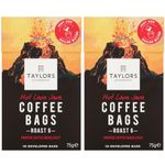 Coffee Bundle with Hot Lava Java Coffee Bags 10 Enveloped Bags 75g By Taylor of Harrogate (2 Pack)