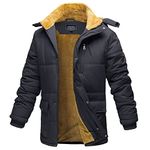 EKLENTSON Men's Winter Jacket with Detachable Hooded Water Resistant Windproof Parka Coat Dark Grey L