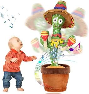 Emoin Talking Cactus Toys Wiggle Dancing Repeat What You Say Singing Mimicking Plush Toy with Light Up Electric Shake for Baby Boys and Girls Green