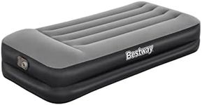 Bestway Tritech Twin Flocked Inflatable Airbed with Electric Air Pump, Black, Single