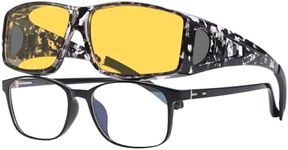 LVIOE Wrap Around Night-Vision Sunglasses, Fit Over Prescription Glasses with Polarized Yellow Lens for Night Driving, Adults, Unisex, Modern Style