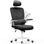 naspaluro Office Chair Ergonomic Desk Chair with Adaptive Lumbar Support/Headrest/Flip-up Armrests Swivel Computer Chair with Rocking Function Chair For Home Office-Black and White