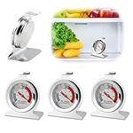 4 Pack Refrigerator Freezer Thermometers, Stainless Steel Fridge Thermometer Classic Series Large Dial Temperature Gauge for Freezer Cooler, Easy Read Display with Hanging Hook and Retractable Stand