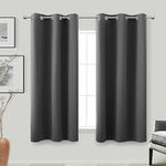 Black Out Blinds for Window Modern Kitchen Bedroom Small Windows,2 Panels Grommet Winter Thermal Blocking Nursery Thick Blackout Short Half Curtains for Windows,Charcoal Dark Grey Gray,45 inch Length