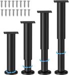 YELIKIT 4 Pcs Adjustable Height Bed Support Legs for Bed Frame/Bed Center Slat, Metal Adjustable Furniture Legs 4.72-7.08 inch for Bed/Sofa/Cabinet/Couch/Dresser/Table -Heavy Bed Replacement Legs