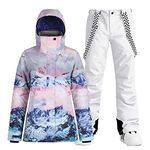 GSOU SNOW Women's Ski Jacket and Pants Waterproof Windproof Snowsuit Snowboarding Coat Insulated Hoodie Warm Winter