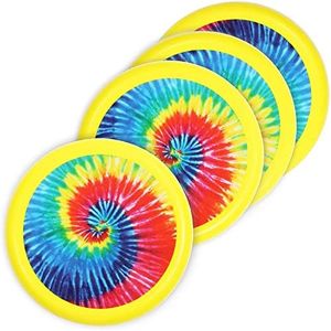 BLUE PANDA 4 Pack Tie-Dye Soft Flying Disc for Kids, Outdoor Family Game Essentials, Yellow (8 in)