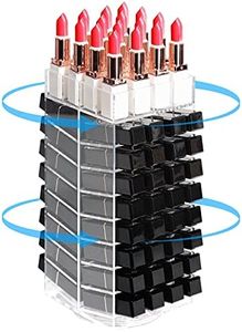 JackCubeDesign 360 Rotating Lipstick Clear Acrylic Display Rack Organizer Stand Lazy Susan Makeup Cosmetics Storage Case Box Carousel Stunning Shelf with 80 Compartments - :MK391A