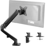 VIVO Black Articulating Single Pneumatic Spring Arm Clamp-on Desk Mount Stand, Fits 1 Monitor Screen 17 to 27 inches with Max VESA 100x100, STAND-V101O