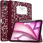 Soke for iPad Air 13 Inch Case (M2) 2024, iPad Pro 12.9 Case 6/5th Generation with Pencil Holder(2021 2022 Release)-[Apple Pencil Charging + Auto Wake/Sleep], Soft TPU Back Cover, Book Wine