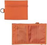 MUJI-Japan Travel Purse - Compact Bifold Wallet with Card, Coin, and Cash Storage - Slim Polyester Travel Wallet - Light and Durable, Orange, Bifold Wallet