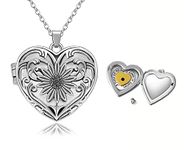 AmDxD Picture Locket for Opening with Chain Flower Oval Women's Men's Necklace with Pendant Gold/Silver, stainless steel, No cubic zirconia