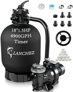 LANCHEZ Sand Filter with Pool Pump, Above Ground Pool Pump, 7-Way Valve Sand Filter Pump System, 18"(4,900GPH)