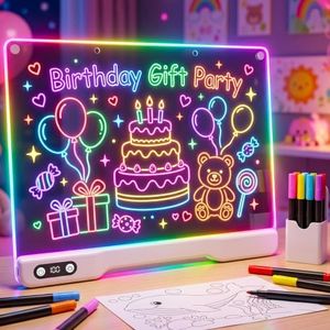 KOBAIBAN Rechargeable LED Drawing Board for Kids, 16” LED Note Board