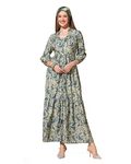 Jwalin Women’s Tiered Maxi Dresses (JWWDRS00089 MND M_Mehendi_M)