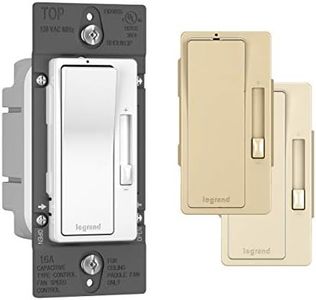 Legrand radiant RHDH163PTCCCV6 1.6A Preset 3 Speed Decorator Rocker Fan Control Switch with Locator Light, Single Pole/3-Way, White/Light Almond/Ivory (1 Count)