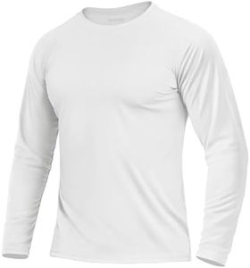 Boladeci Rash Guard for Men SPF Shirts Long Sleeve Lightweight UPF 50+ Sun Protection Swim Shirts Quick Dry UV Surf Water Running Fishing Tee T-Shirts White