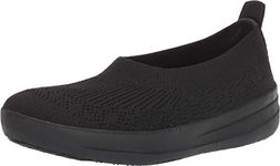 FitFlop Women's Uberknit Crystal Ballet Flats, All Black, 10