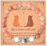 To A Crazy Cat Lady Bracelet for Women Girls Cute Birthday Mothers Day Gifts for Cat Mom Grandma Natural Stones Bracelets Gifts for Cat Pet Lovers Owners Friends Bff Sister Daughter Gifts for Girls