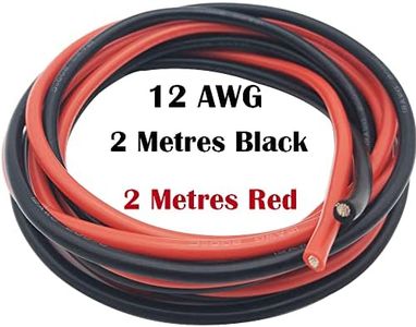 CESFONJER Cable de silicona de 12 AWG, Cable de cobre estañado flexible resistencia a alta temperatura, para RC Coche, avión no tripulado, batería de avión, etc [2 metros negro y 2 metros rojo]