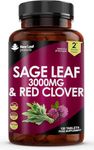 Sage Leaf & Red Clover Tablets for Menopause - 3000mg High Strength Perimenopause Supplements with Sage Leaf and Red Clover Menopause Supplements - Vegan 120 Tablets Made in UK By New Leaf