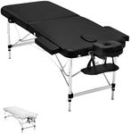 Zenses Massage Table Black 75cm Portable Aluminium, Massages Therapy Bed, Folding Beauty Spa Waxing Tables Headrest 3 Fold Chair Bounes Cover Carry Bag Beds