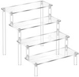 HOJKMA Acrylic Risers Display Stand, 4 Tier Clear Perfume Display Stand Risers Steps Shelf with Screwdriver for Pops Figures Cupcake Display Risers Holder Collectibles Shelf Rack