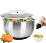 Salad Spinner Stainless Steel 4.8L Large Capacity Automatic Salad Spinner Wireless Electric Salad Spinner, USB Rechargeable, Fruit Vegetable Dehydrator for Salad Berries with Squeeze Sauce Bottle