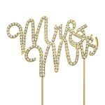 Mr and Mrs Wedding Cake Topper - Sparkly Crystal Rhinestone Sign for Wedding Cake, Premium Gold Metal, Idea for Wedding Party and Wedding Anniversary Decoration (Mr and Mrs Gold)