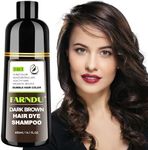 DYEING 221 BC FARNDU Dark Brown Hair Dye Shampoo for Gray Hair Coverage - 3 In 1 Natural Hair Color Shampoo for Women & Men, Champu Para Canas Mujer