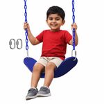 REZNOR Flexible Swing Seat Set for Kids/Adults Outdoor Park Garden Tree Backyard with 60 Plastic Coated Chain, Weight Support Upto 150Kg, Blue, (61 X 14 X 160Cm)