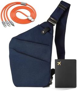 IUHFSIFS Upgrade Diebstahlsichere Tasche【0 Belastung - Komfortable Ergonomie】Diebstahlsichere Umhängetasche【Viele Taschen Extrem Wasserdicht & Kratzfest】 Anti Diebstahl Tasche Damen Herren Blau Rechts